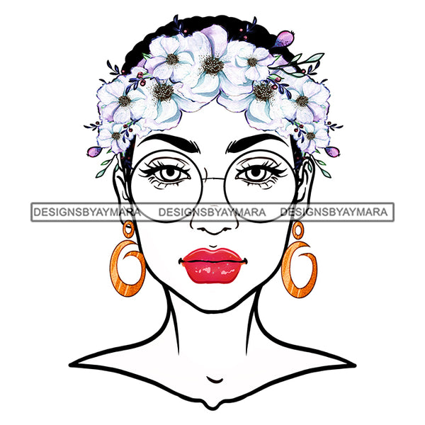 Black Woman  Flawless White Roses Glasses JPG PNG  Clipart Cricut Silhouette Cut Cutting