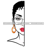 Black Woman Half Face White Roses Glasses JPG PNG  Clipart Cricut Silhouette Cut Cutting