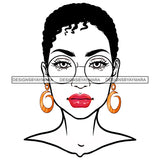 Black Woman Short Hairdo Glasses JPG PNG  Clipart Cricut Silhouette Cut Cutting