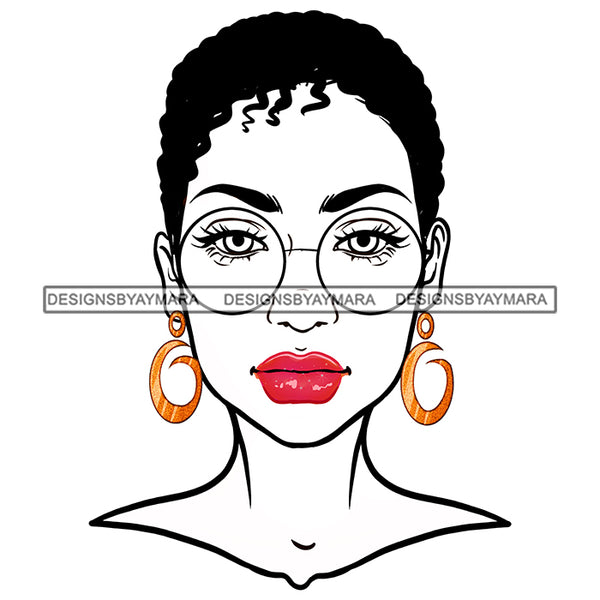 Black Woman Short Hairdo Glasses JPG PNG  Clipart Cricut Silhouette Cut Cutting