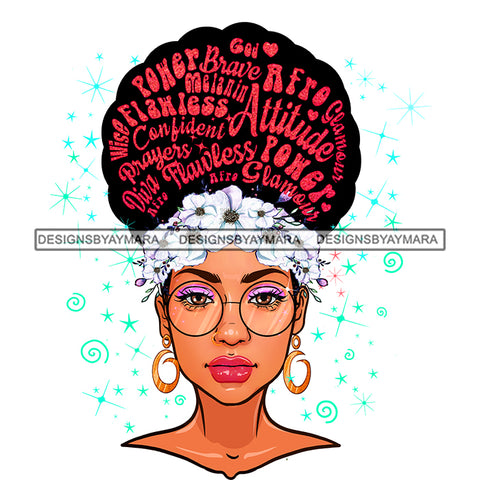 Black Woman Flawless Words In Hair White Roses JPG PNG  Clipart Cricut Silhouette Cut Cutting