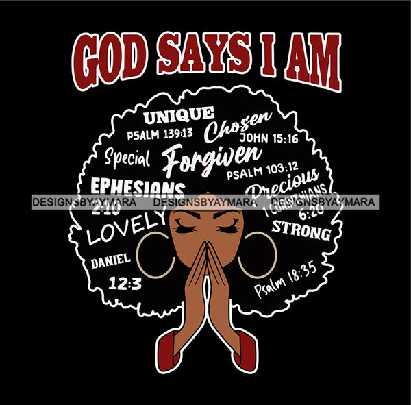 Afro Woman Praying God Says I'm SVG Layered Files For Silhouette Cricut And More!