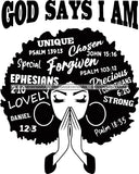 Afro Woman Praying God says I'm SVG Files For Silhouette Cricut And More!