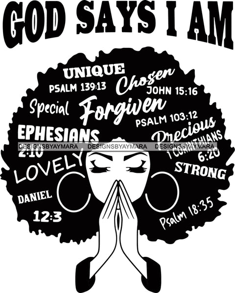 Afro Woman Praying God says I'm SVG Files For Silhouette Cricut And More!