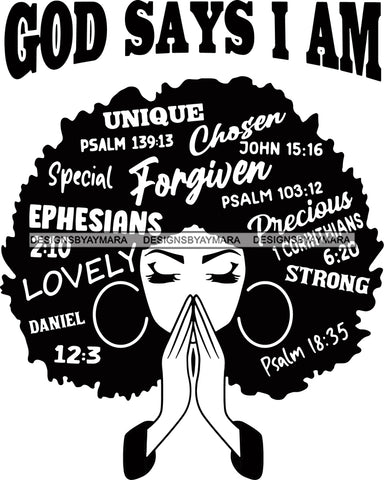 Afro Woman Praying God says I'm SVG Files For Silhouette Cricut And More!