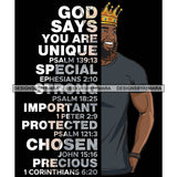 Afro Sexy Man Smiling King Half Body God Says Religious Quotes Beard Crown Dark Background SVG JPG PNG Vector Clipart Cricut Silhouette Cut Cutting
