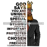 Afro Sexy Man King Half Body God Says Religious Quotes Blonde Beard Sunglasses Crown White Background SVG JPG PNG Vector Clipart Cricut Silhouette Cut Cutting
