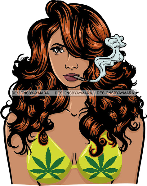 Afro Diva Smoking Blunt Pot Marijuana Cannabis Glamour Goddess Dark Skin Color SVG Cutting Files For Silhouette Cricut and More!