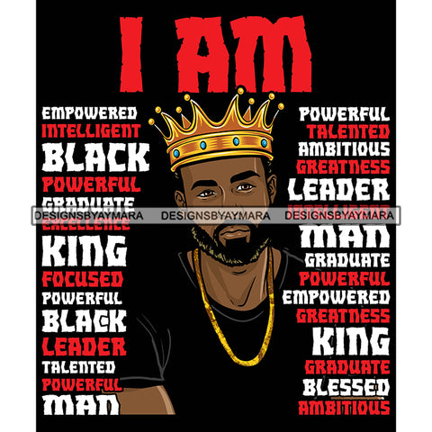 Afro Sexy Man King I Am Intelligent Life Quotes Beard Crown Dark Background SVG JPG PNG Vector Clipart Cricut Silhouette Cut Cutting