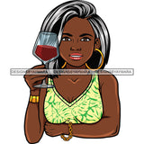 Afro Lola Drinking Wine Life Relax Chilling.SVG Cutting Files For Silhouette and Cricut and More! Unique Graphics!