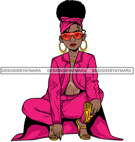 Afro Lola Gangster Goddess Hustle Woman Caring Gun .SVG Cutting Files For Silhouette and Cricut and More!