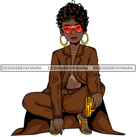 Afro Lola Gangster Goddess Hustle Woman Caring Gun .SVG Cutting Files For Silhouette and Cricut and More!