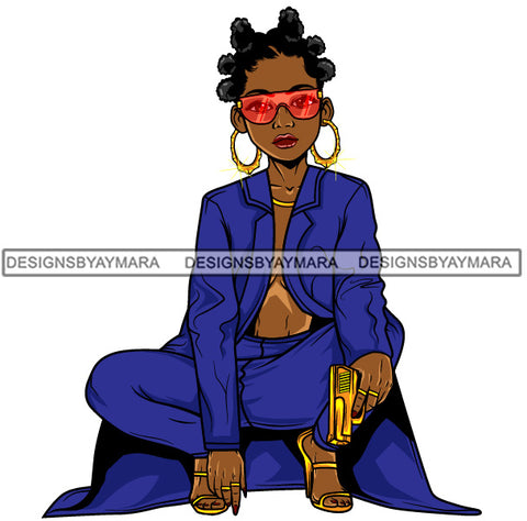 Afro Lola Gangster Goddess Hustle Woman Caring Gun .SVG Cutting Files For Silhouette and Cricut and More!
