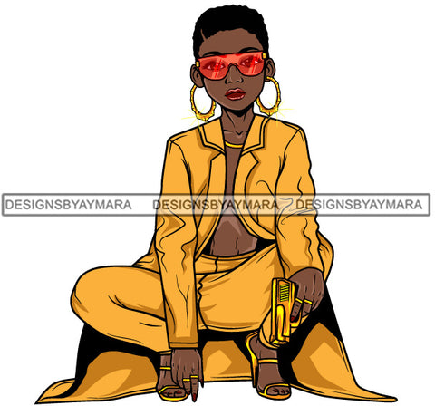 Afro Lola Gangster Goddess Hustle Woman Caring Gun .SVG Cutting Files For Silhouette and Cricut and More!