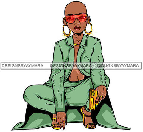 Afro Lola Gangster Goddess Hustle Woman Caring Gun .SVG Cutting Files For Silhouette and Cricut and More!