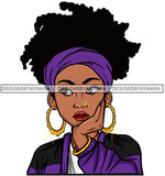 Afro Lola Thinking Looking Worried Beautiful Black Woman Face SVG Cutting Files For Silhouette Cricut and More