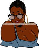 Afro Black Woman Swag Sexy Lips Hoop Earrings Short Hair Style Glasses Portrait SVG Cutting Files For Silhouette Cricut