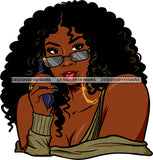 Afro Urban Street Ghetto Girls Babe Hoop Earrings Long Curly Hair Style Sunglasses Nails SVG Cutting Files For Silhouette Cricut