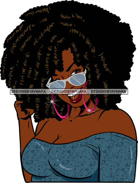 Afro Urban Street Ghetto Girls Sexy Babe Hoop Earrings Nubian Twists Hair Style Sunglasses  SVG Cutting Files For Silhouette Cricut