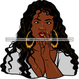 Afro Urban Street Ghetto Girls Babe Hoop Earrings Nose Piercing Long Curly Hair Style Nails Rings SVG Cutting Files For Silhouette Cricut