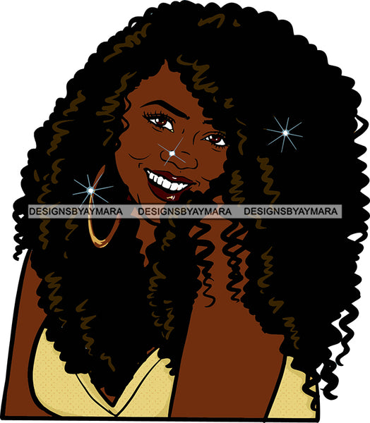 Black Goddess Glamour Hoop Earrings Sexy Attractive Portrait Fashion Woman Curly Long Hair Style SVG Cutting Files For Silhouette  Cricut