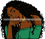 Afro Urban Street Ghetto Girls Babe Hoop Earrings Black Woman Long Curly Hair Style  Nose Piercing  Nails SVG Cutting Files For Silhouette Cricut