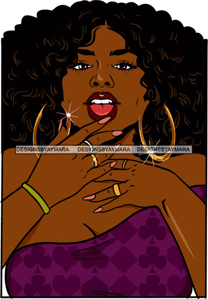 Afro Urban Street Ghetto Girls Babe Hoop Earrings Sexy Green Bracelet Purple Blouse Afro Hair Style Tongue Rings Colors  Nails SVG Cutting Files For Silhouette Cricut