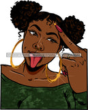 Afro Urban Street Ghetto Girls Babe Hoop Earrings Pony Tail Hair Style Nose Piercings Flip The Bird Nails SVG Cutting Files For Silhouette Cricut