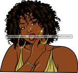 Afro Urban Street Ghetto Girls Babe Hoop Earrings Young Glamour Sexy Black Woman Portrait Short Curly Hair Style Sensual Lips Tongue  SVG Cutting Files For Silhouette Cricut