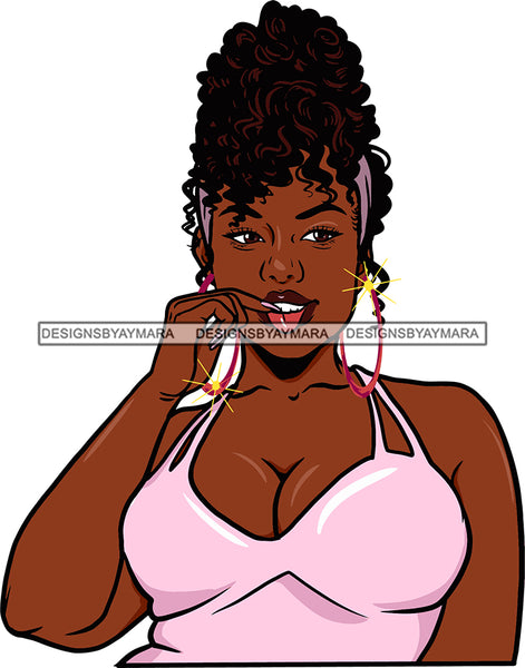 Afro Urban Street Ghetto Girls Babe Hoop Earrings Curly Sexy Halter Up Do Hair Style Tongue Piercing  Nails SVG Cutting Files For Silhouette Cricut