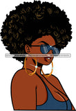 Afro Urban Street Ghetto Girls Babe Hoop Earrings Young Glamour Sexy Black Woman Sunglasses Seductive  Cleavage  Afro Hair Style Sensual Lips Tongue  SVG Cutting Files For Silhouette Cricut