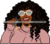 Afro Urban Street Ghetto Girls Babe Hoop Earrings Young Glamour Sexy Black Woman Curly Hair Style Sunglasses Lips Tongue SVG Cutting Files For Silhouette Cricut