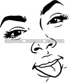 Urban Black Woman Face Tongue Out Black Eyes  SVG Cutting Vector Files Artwork for Cricut Silhouette And More