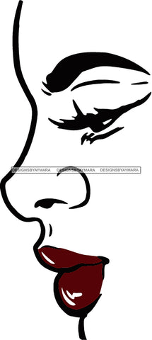 Urban Black Woman Face Red Lips Black Eyes Sideview SVG Cutting Vector Files Artwork for Cricut Silhouette And More