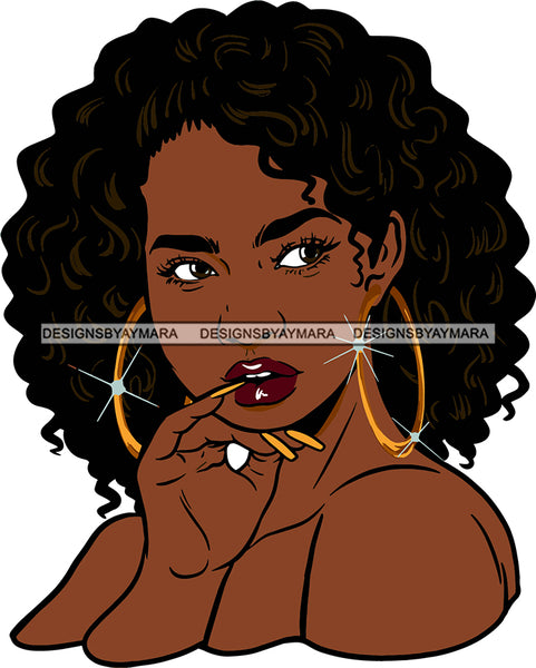 Afro Urban Street Hoop Earrings Sexy Lips Portrait Afro Hair Style Svg Designsbyaymara