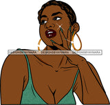 Afro Urban Street Hoop Earrings Sexy Lips Shoulders Short Hair Style Cleavage Portrait SVG Cutting Files For Silhouette Cricut