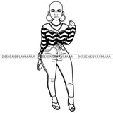 Afro Lola Attractive Urban Girl Boss Lady Queen Melanin Hoop Earrings Classy Bald Hair Style  B/W SVG Cutting Files For Silhouette Cricut More