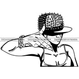 Afro Ghetto Urban Girl Boss Lady Queen Melanin Spikes Studs Cap Attitude  B/W SVG Cutting Files For Silhouette Cricut More