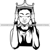 Black Goddess Queen Lola Glamour Bamboo Hoop Earrings Sexy Fixing Crown Short  Hair Style B/W SVG Cutting Files For Silhouette  Cricut