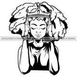 Black Goddess Queen Lola Glamour Bamboo Hoop Earrings Sexy Fixing Crown Afro Hair Style B/W SVG Cutting Files For Silhouette  Cricut