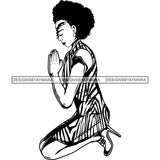 Afro Lola Praying God Lord Prayers Knee Forgiveness .SVG Clipart Cutting Files For Silhouette and Cricut and More!