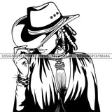 Afro Lola Black Goddess Cow Girl Necklace Portrait Bamboo Hoop Earrings Sexy Fashion Woman Dreadlocks Hair Style B/W SVG Cutting Files For Silhouette  Cricut
