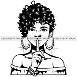 Black Goddess Lola Boss Lady Bamboo Hoop Earrings Sexy Quiet Silence Woman Short Hair Style B/W SVG Cutting Files For Silhouette  Cricut