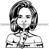 Black Goddess Lola Boss Lady Bamboo Hoop Earrings Sexy Quiet Silence Woman Straight Hair Style B/W SVG Cutting Files For Silhouette  Cricut