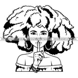 Black Goddess Lola Boss Lady Bamboo Hoop Earrings Sexy Quiet Silence Woman Afro Hair Style B/W SVG Cutting Files For Silhouette  Cricut