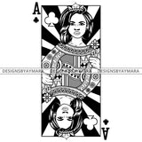 Black Goddess Lola Queen Of Hearts Crown Royalty Hoop Earrings Woman Wavy Hair Style B/W SVG Cutting Files For Silhouette  Cricut