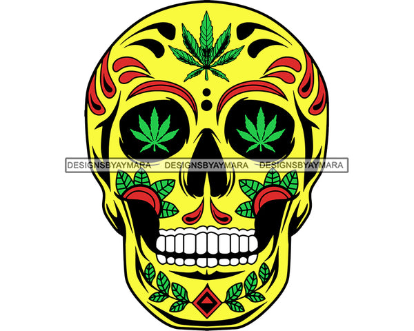 Skull Marijuana Leaves Cannabis Recreational Medicinal Drug 420 Weed SVG JPG PNG Vector Clipart Cricut Silhouette Cut Cutting