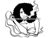 Afro Goddess Smoking Join Blunt 420 Cannabis Hashish Weed Leaf Grass Marijuana Dispensary Mary Jane Hemp Pot Joint Blunt Stoned High Life SVG Cutting Files