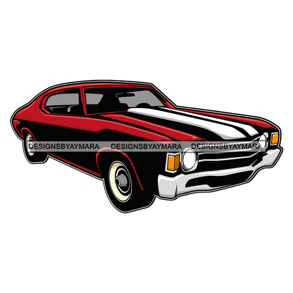 Red Black And White Striped Muscle Car SVG Cutting Vector Files Artwork for Cricut Silhouette And More