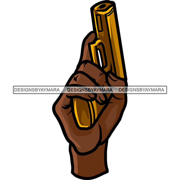 Black Man Hand Holding Gun Weapon Gangster Gansta Dealer Money Business SVG JPG PNG Vector Clipart Cricut Silhouette Cut Cutting